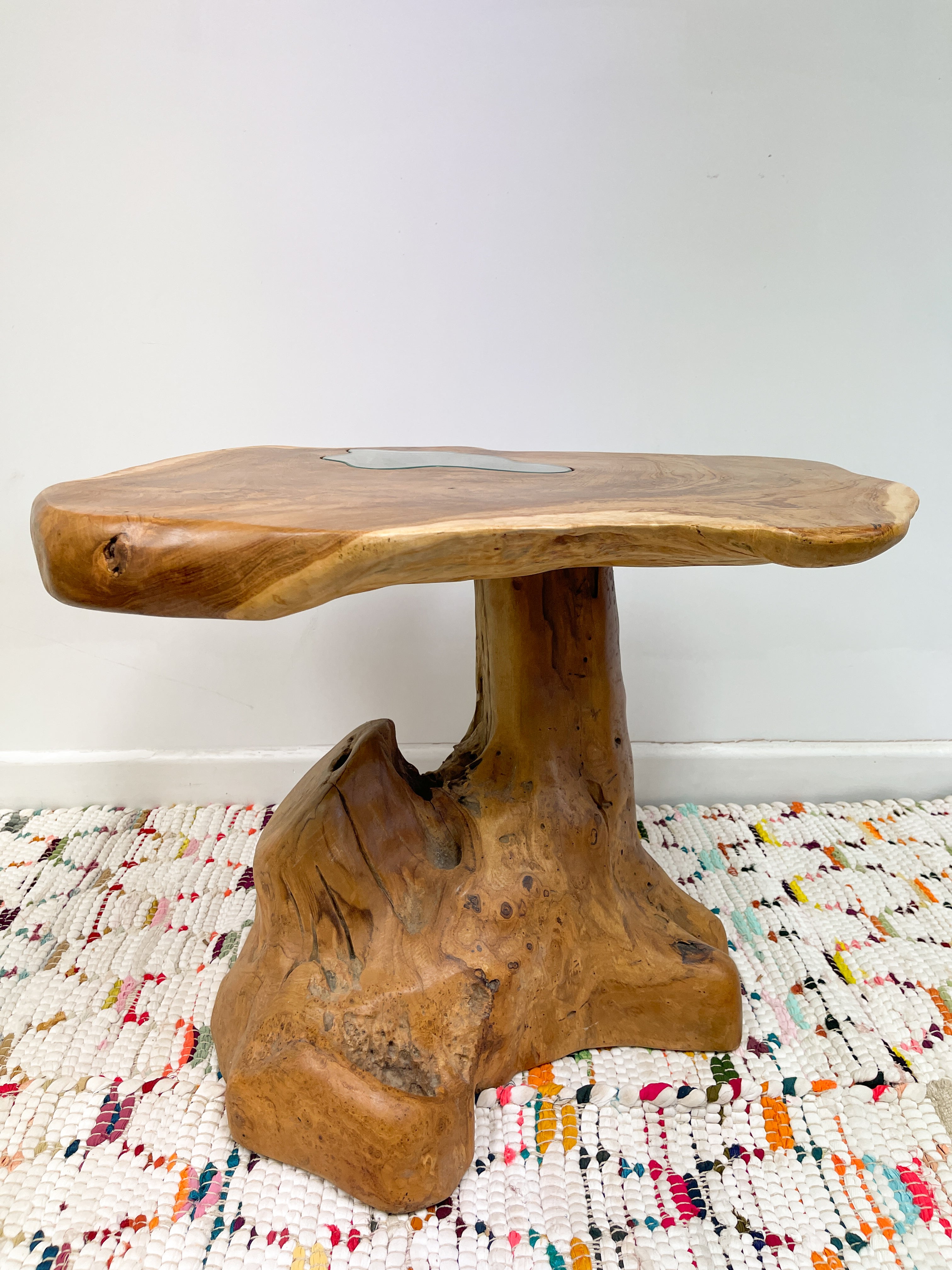 Teak Wood Table with Glass