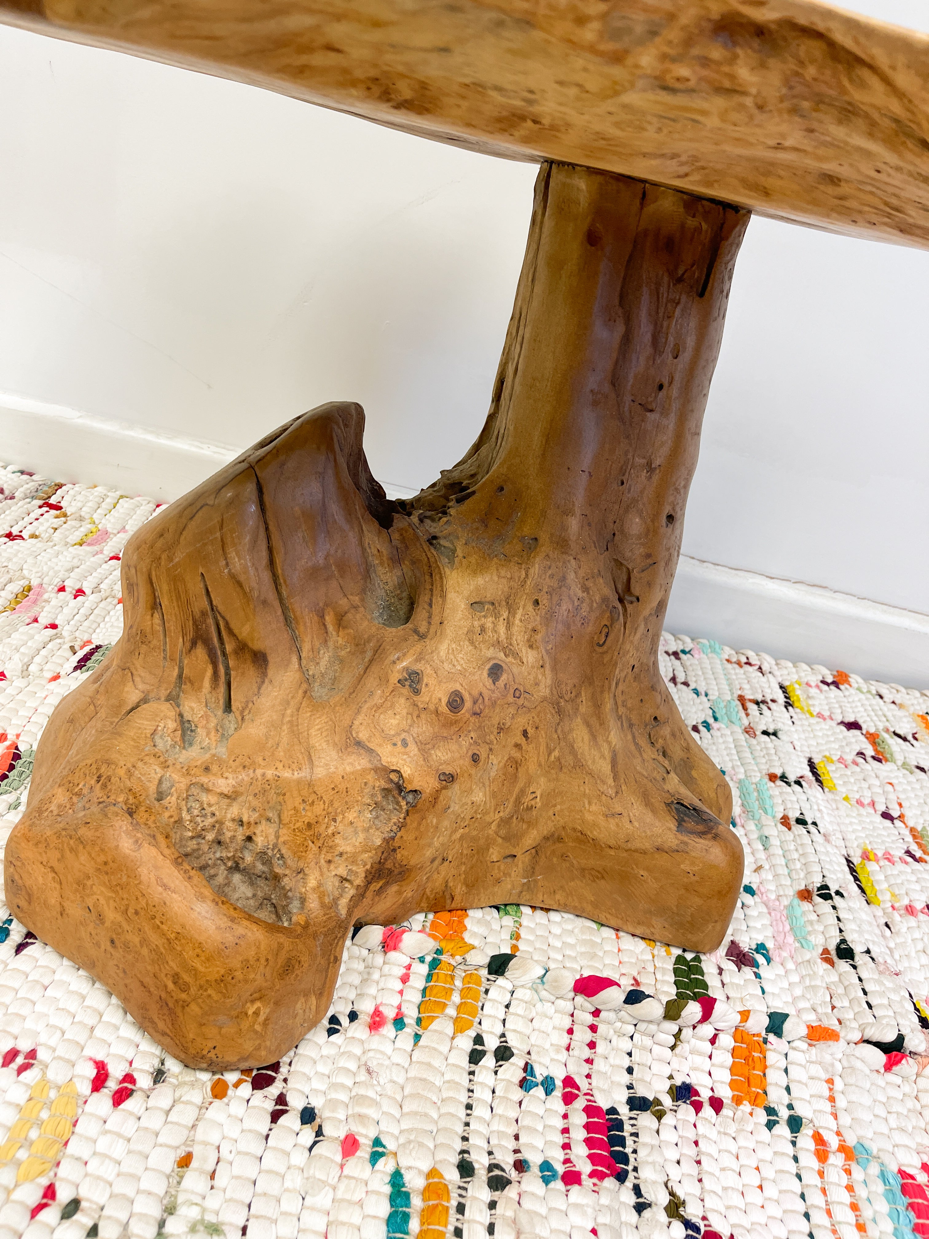 Teak Wood Table with Glass