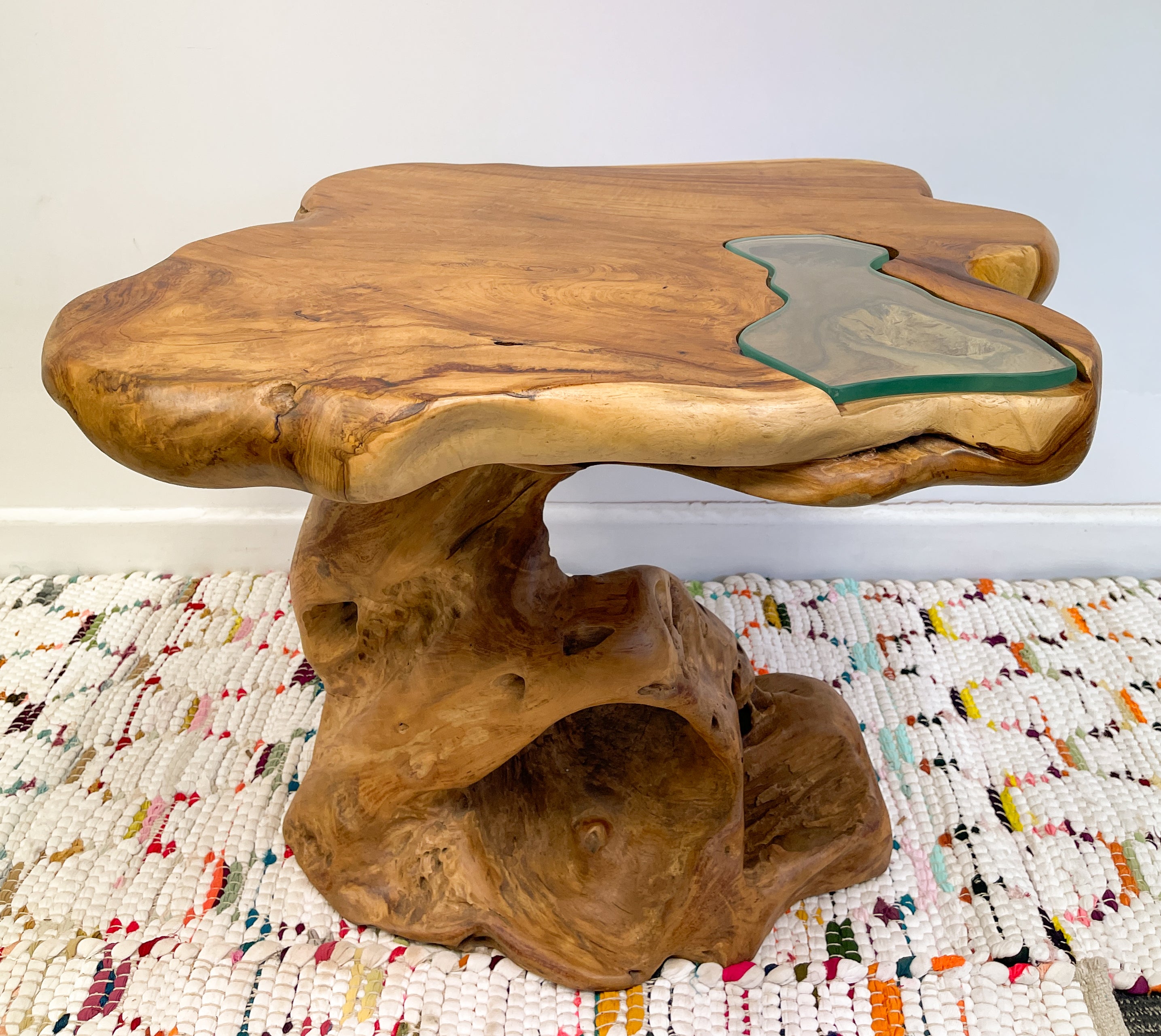 Teak Wood Table with Glass