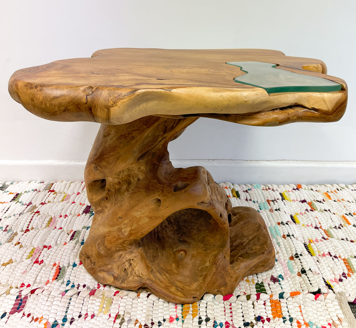 Teak Wood Table with Glass