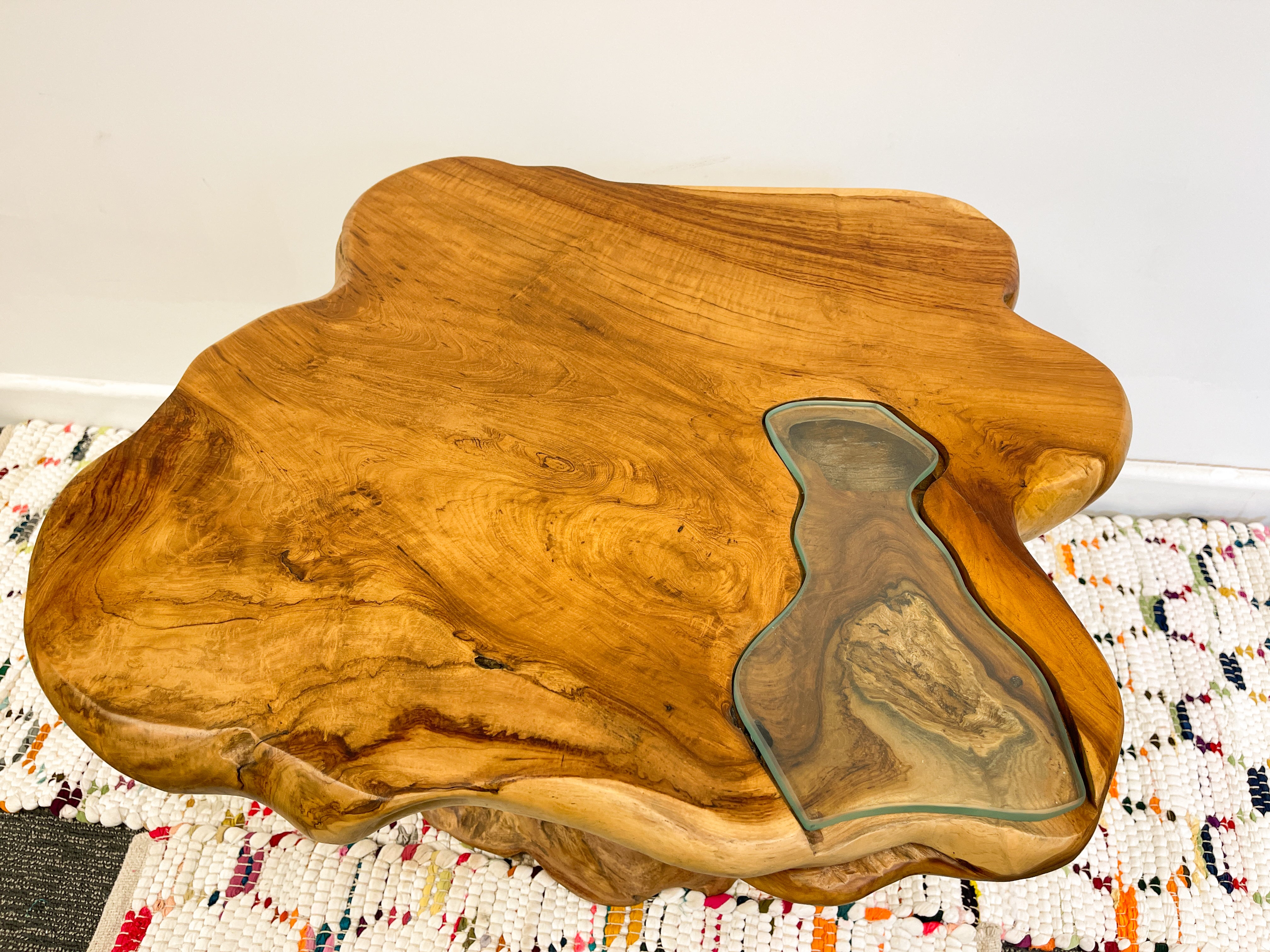 Teak Wood Table with Glass