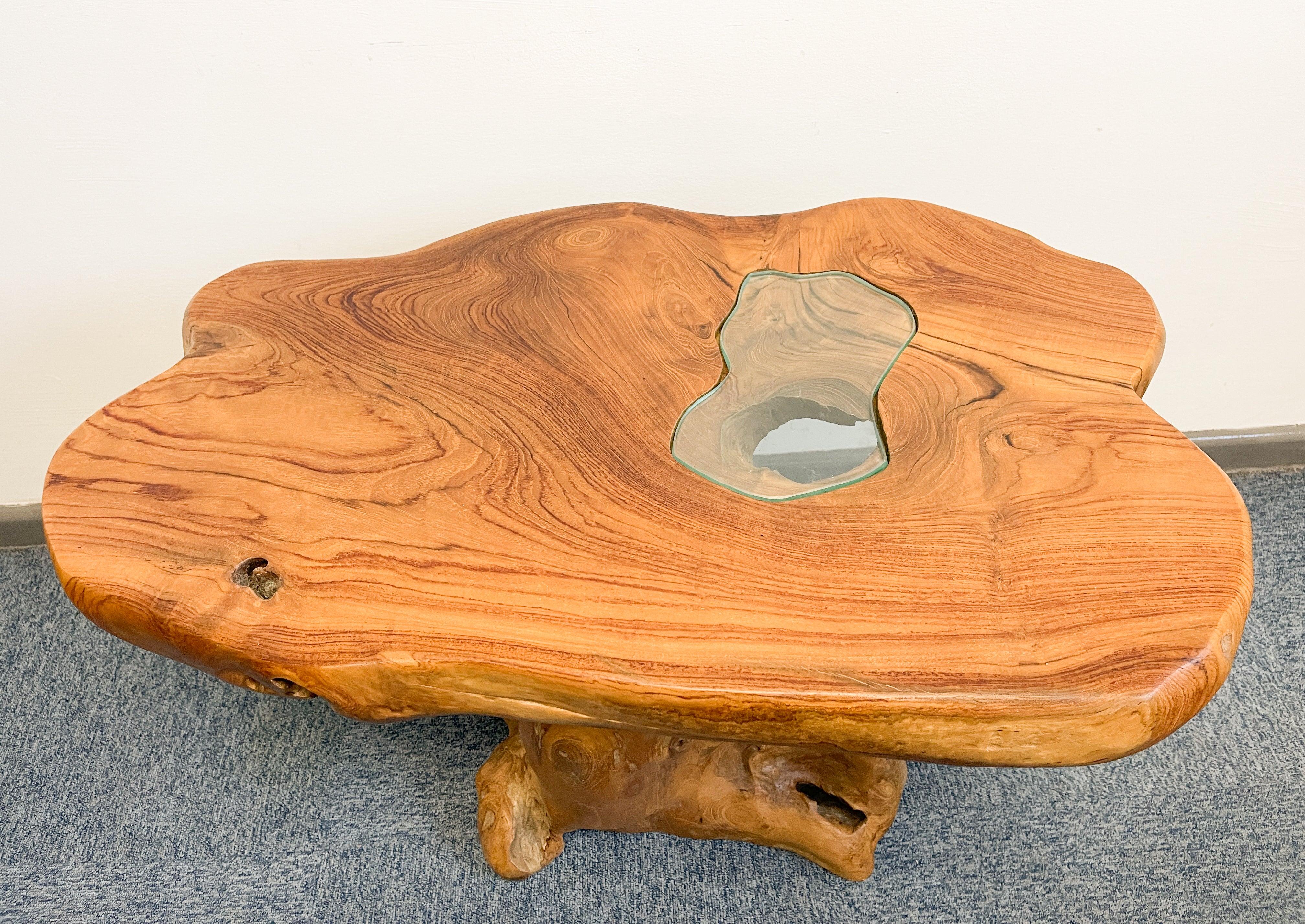 Teak Wood Table with Glass