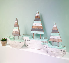 Wooden Boats Set of 3 - 25,30, 40cm