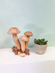 Copy of Wooden Mushrooms Group of Three on Parasite Wood