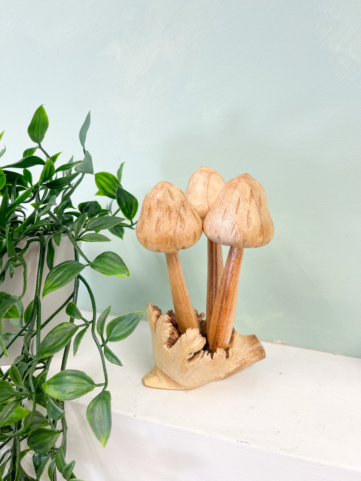 Wooden Morel Mushrooms Group of 3 on Parasite Wood