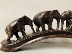 Resin Elephants On Bridge Ornament