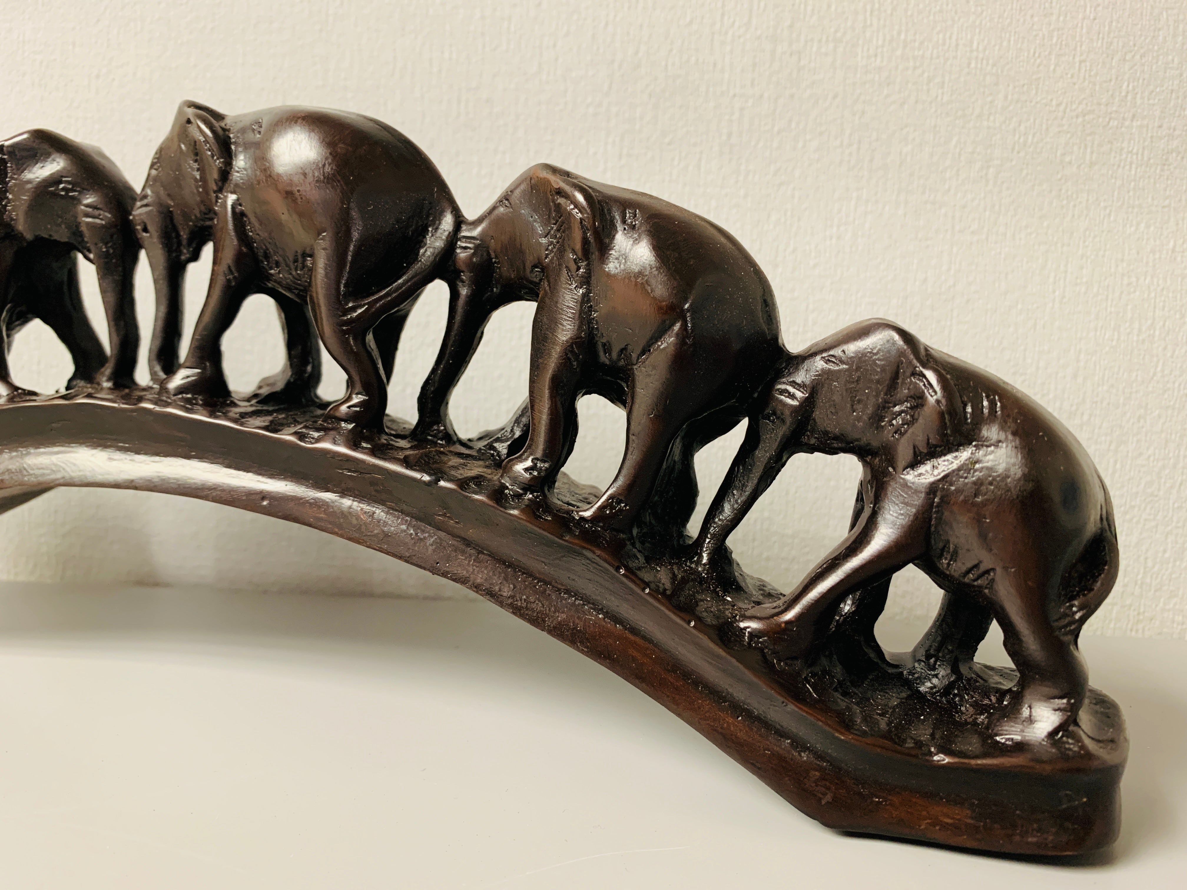 Resin Elephants On Bridge Ornament