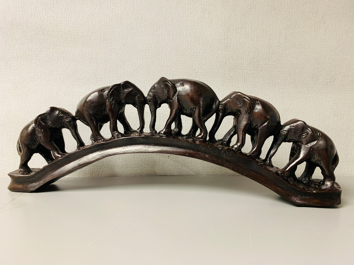 Resin Elephants On Bridge Ornament