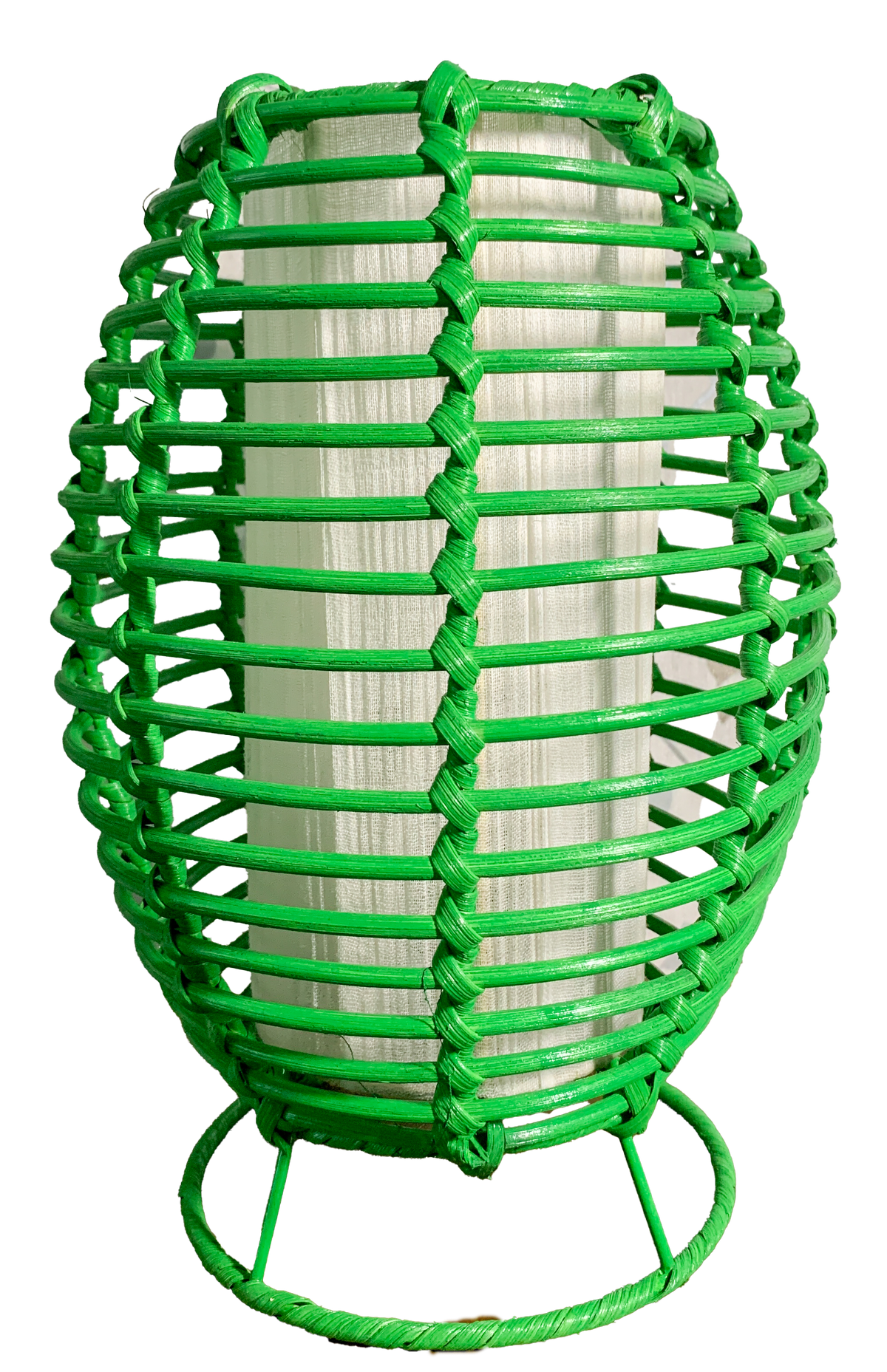 Rattan Lamp Open Weave - Green 30cm