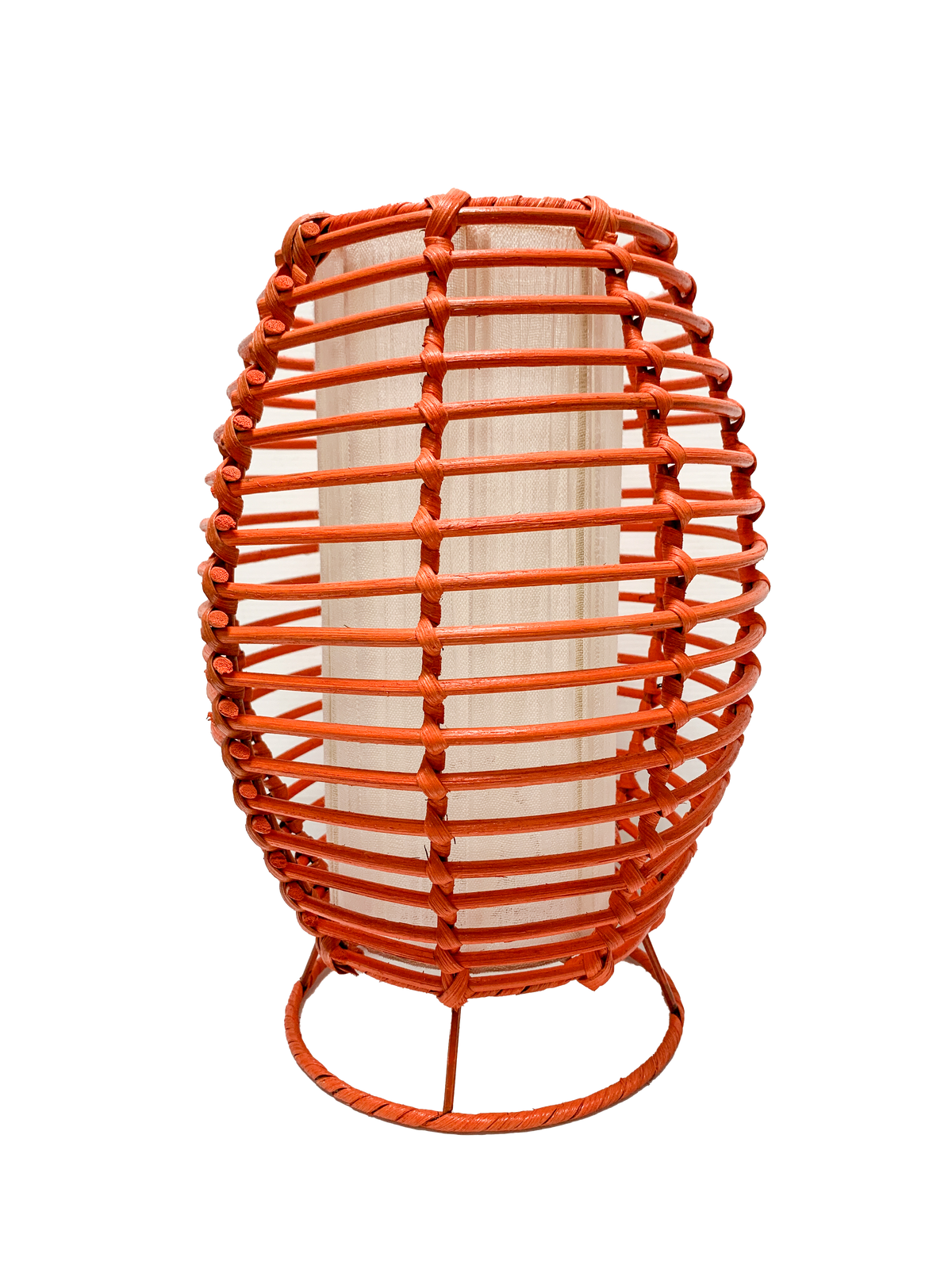 Rattan Lamp Open Weave - Orange 30cm