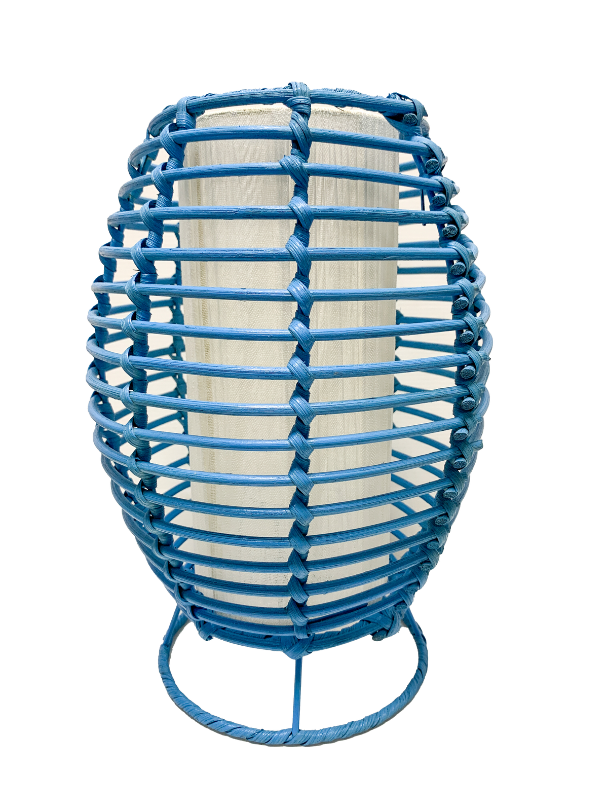 Rattan Lamp Open Weave - Blue 30cm