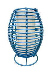 Rattan Lamp Open Weave - Blue 30cm