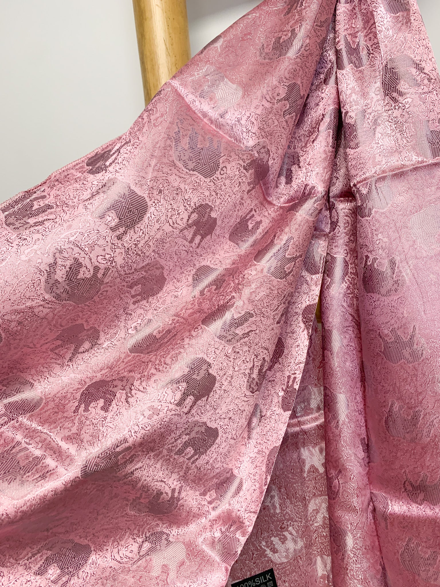 Pink Elephant Silk Scarf