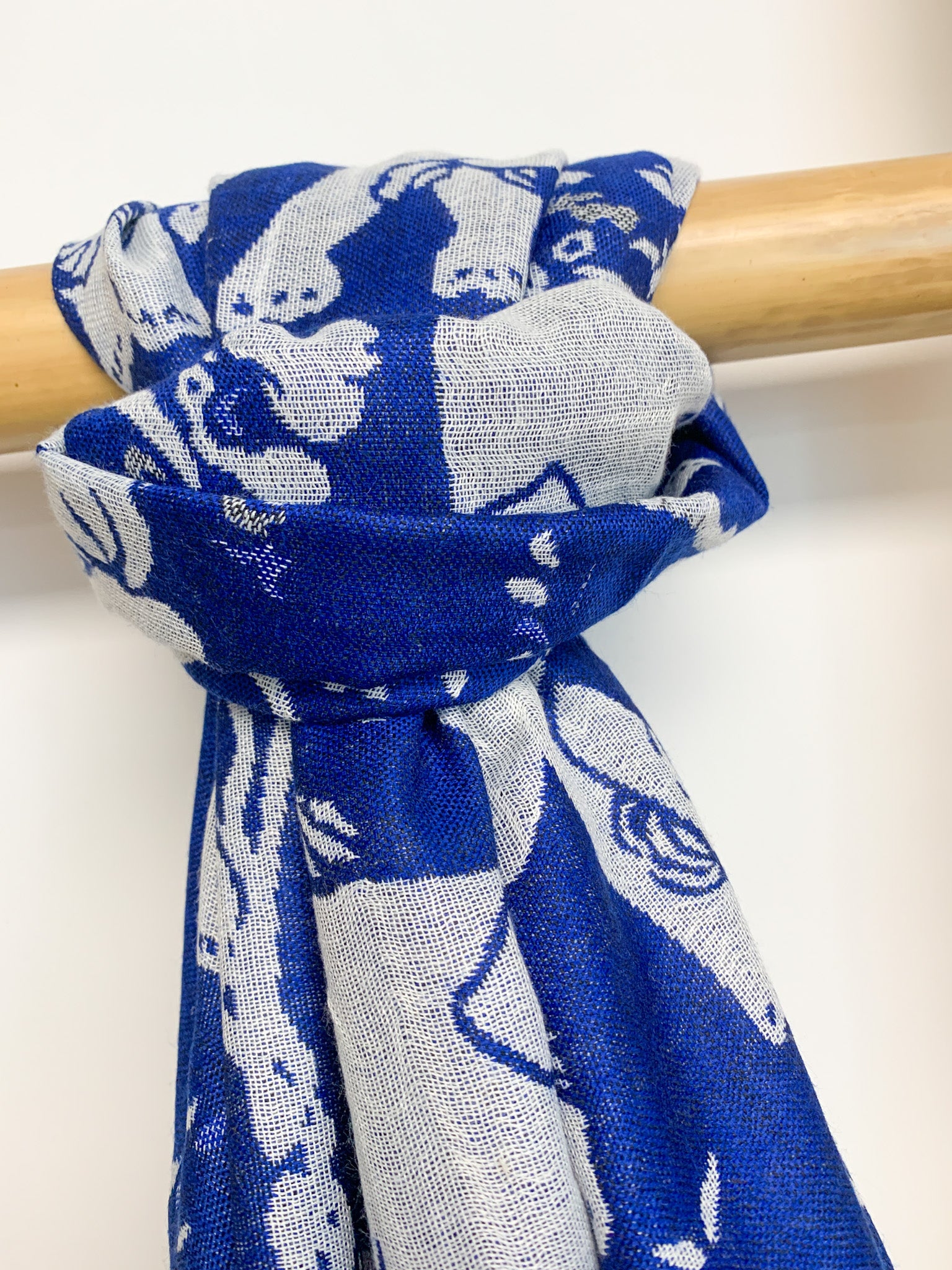 Blue Elephant Cashmere Scarf