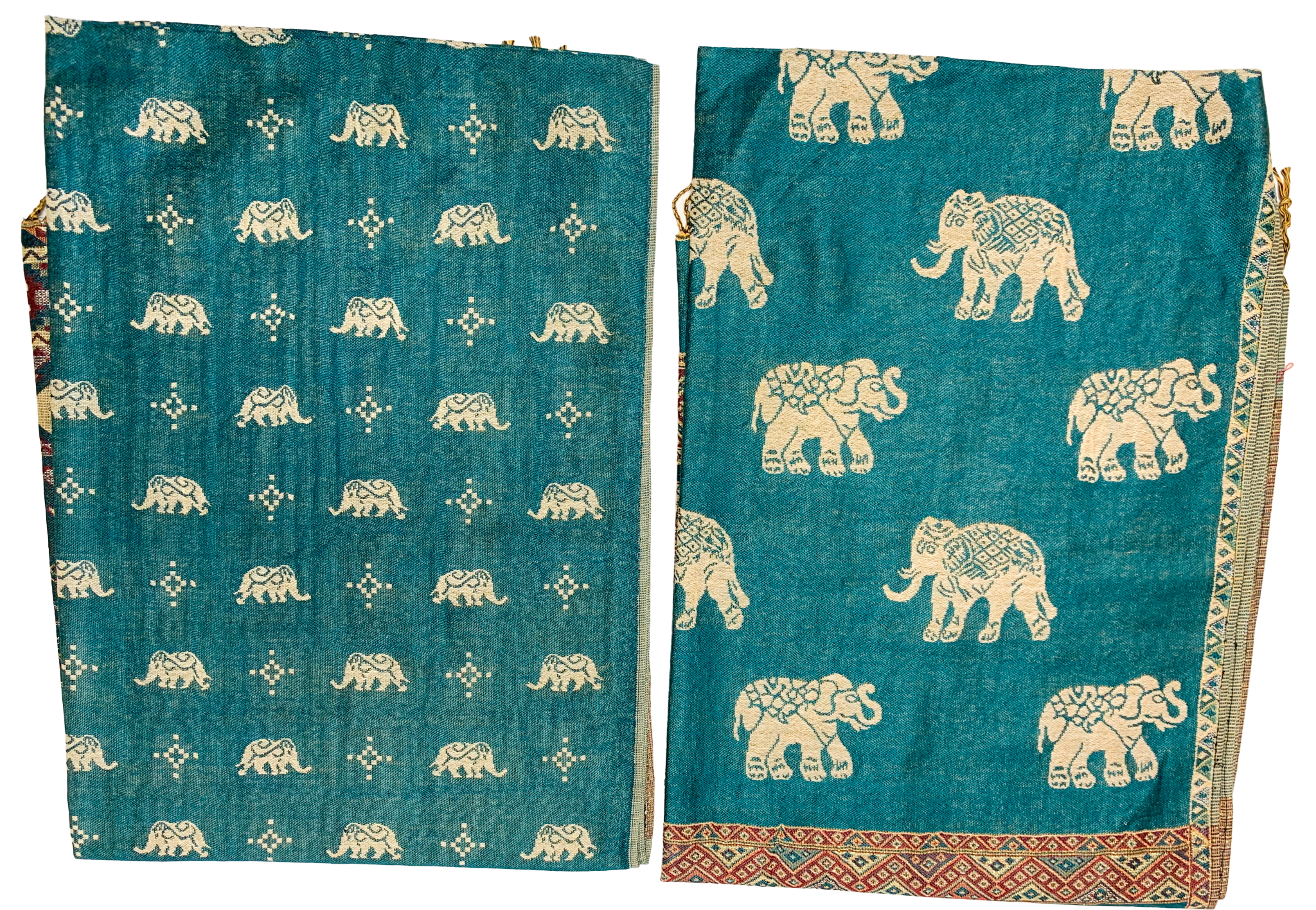 Dark Green and Gold Elephant Cashmere Scarf