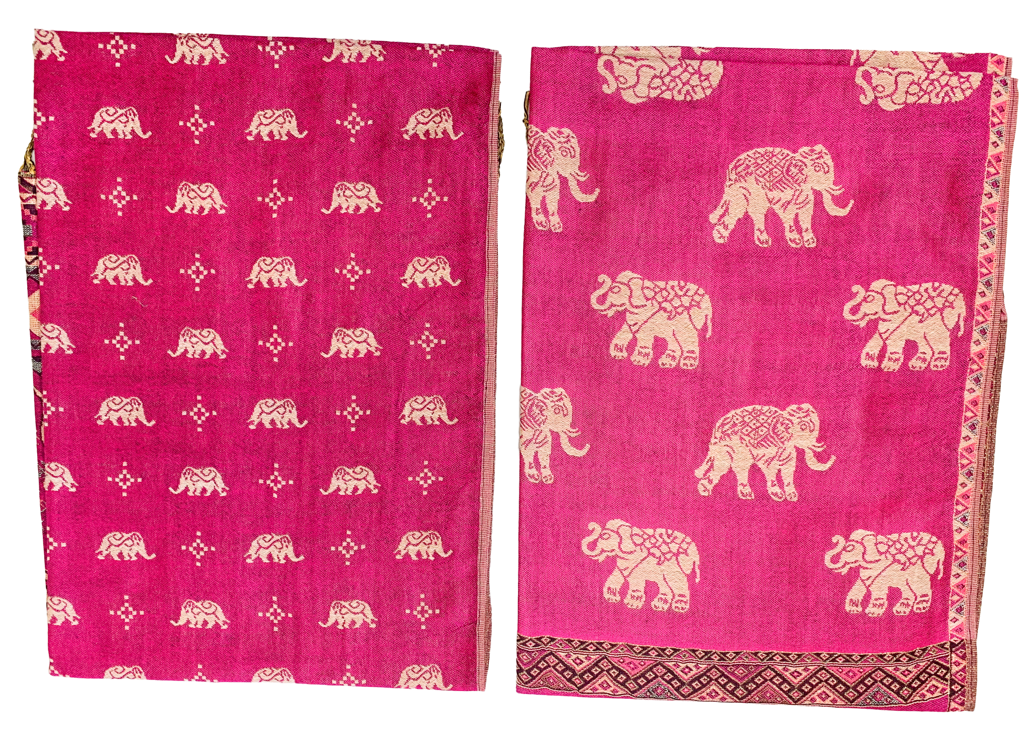 Pink and Gold Elephant Cashmere Scarf
