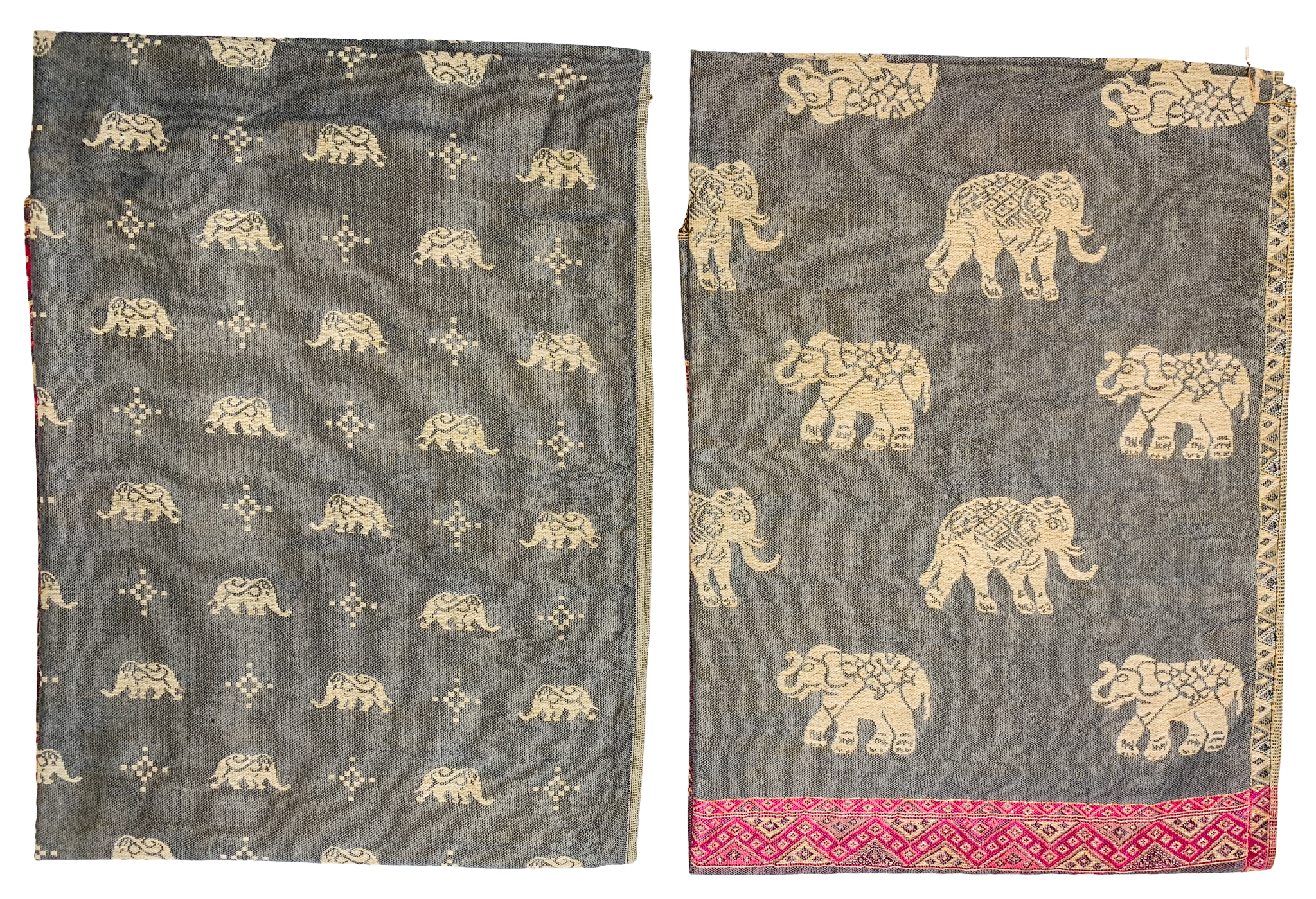 Pink and Grey Elephant Cashmere Scarf