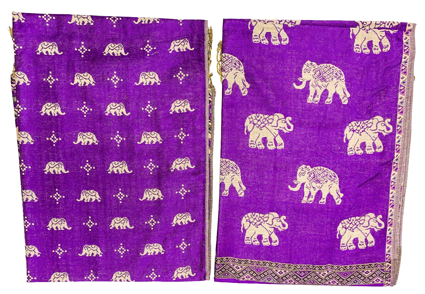 Purple and Gold Elephant Cashmere Scarf