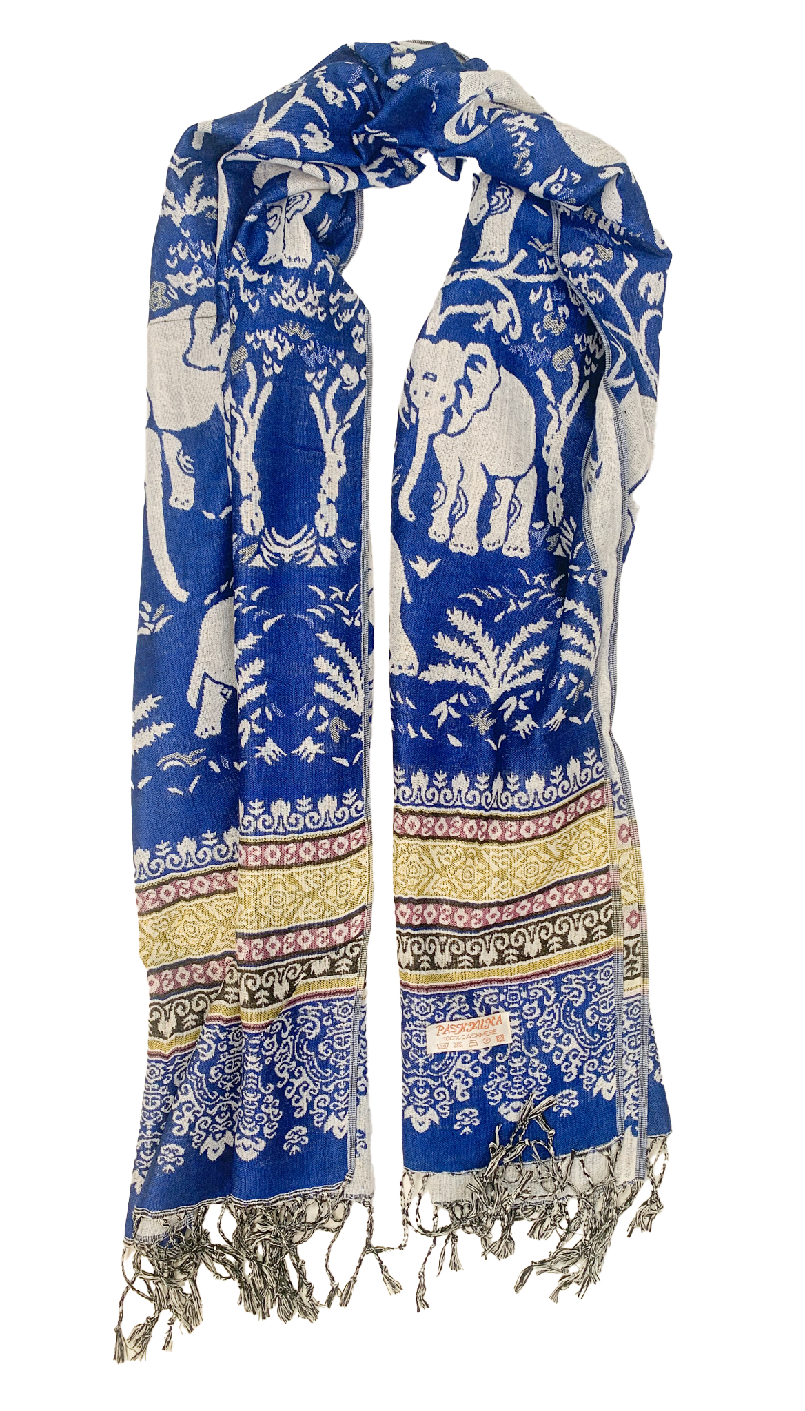 Blue Elephant Cashmere Scarf