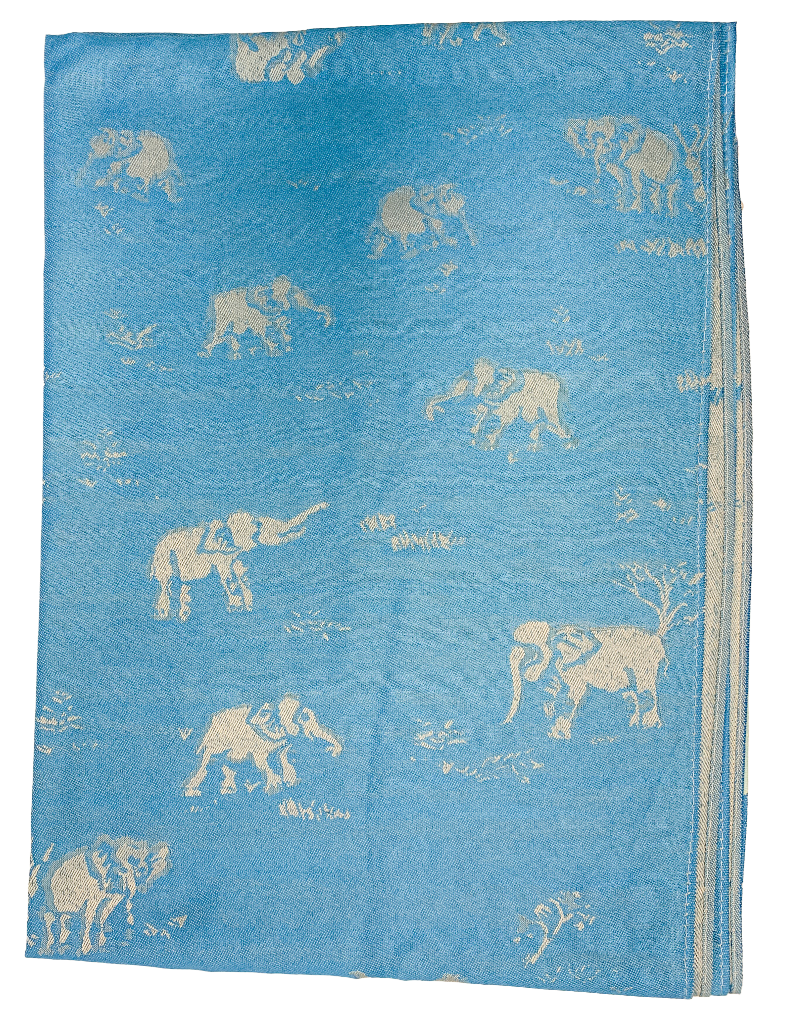 Blue and Turquoise Pastel Elephant Cashmere Scarf
