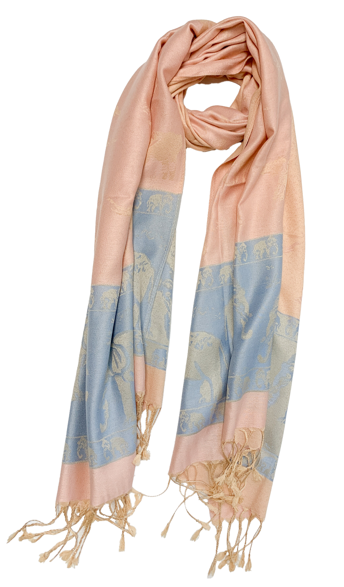 Pink and Blue Pastel Elephant Cashmere Scarf