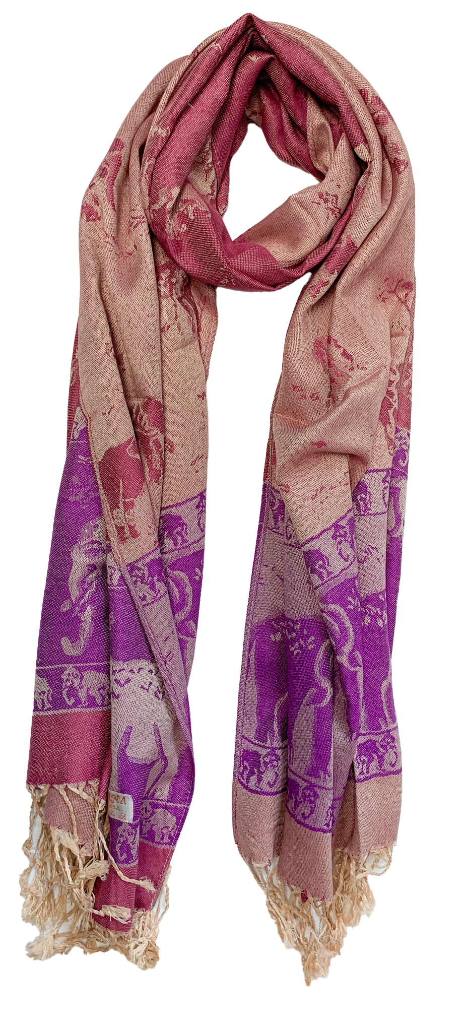 Pink and Purple Pastel Elephant Cashmere Scarf