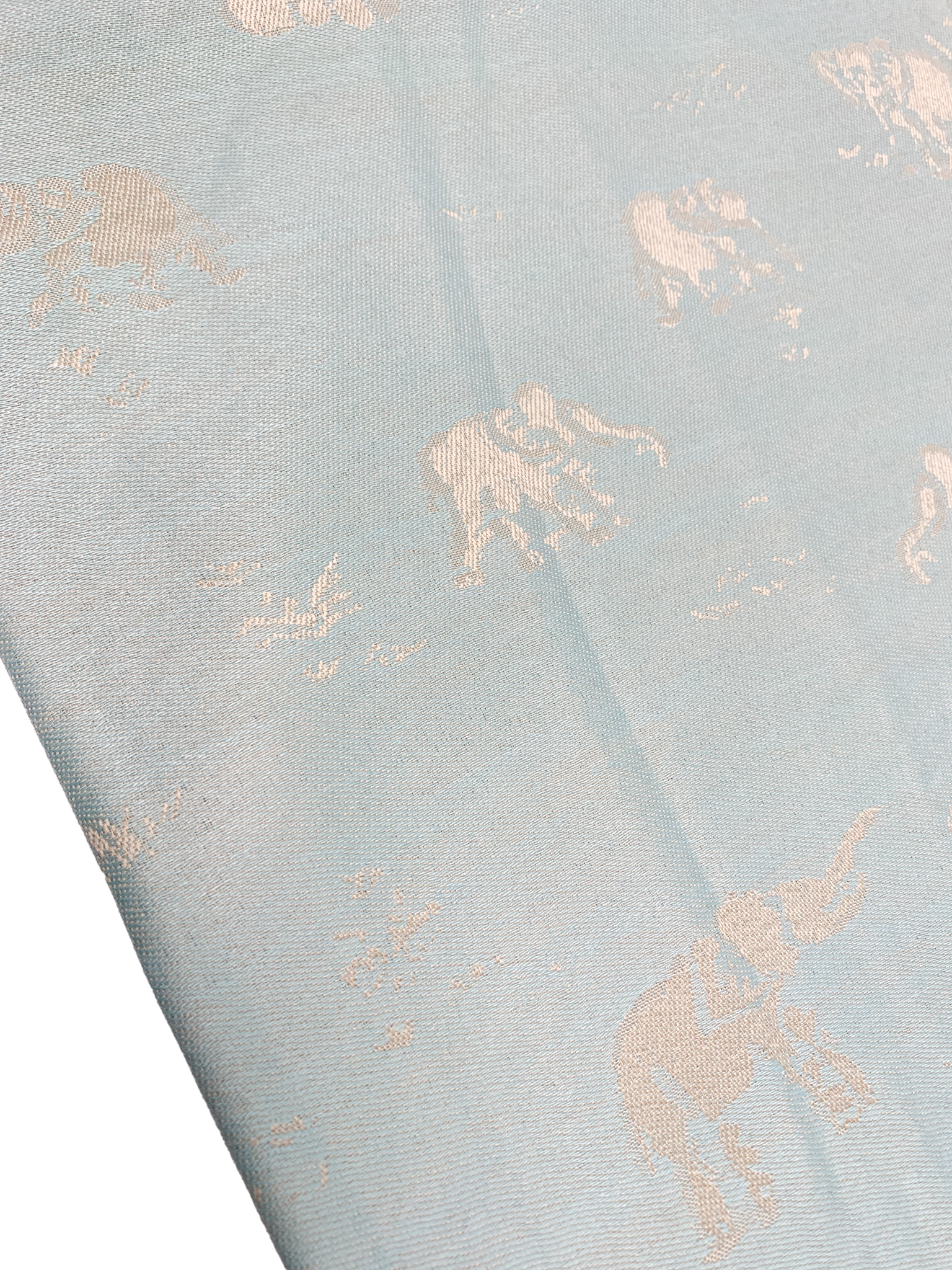 Turquoise and Dark Blue Pastel Elephant Cashmere Scarf