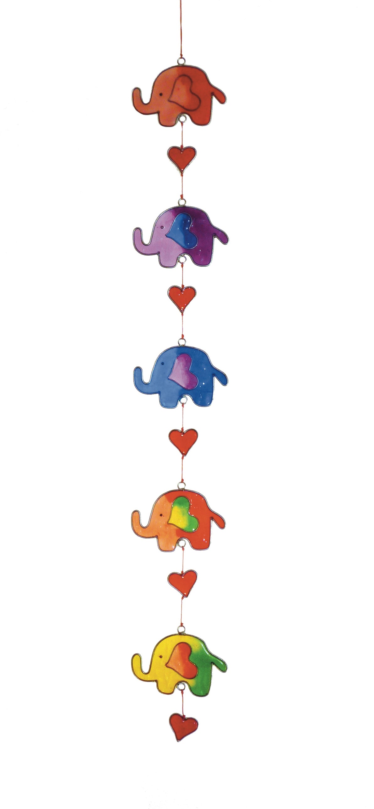 5 Elephant Suncatcher - Multicoloured