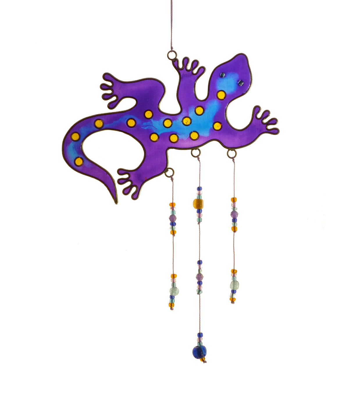 Gecko Suncatcher with Beads - Blue