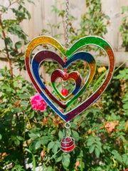 Rainbow Heart Spinner Suncatcher