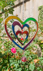 Rainbow Heart Spinner Suncatcher