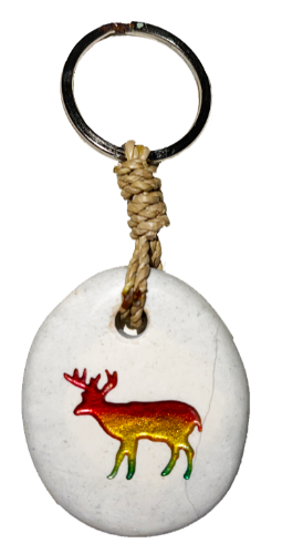 Engraved Stone Keyring - Deer