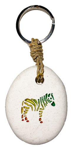 Engraved Stone Keyring - Zebra