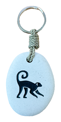 Engraved Stone Keyring - Monkey