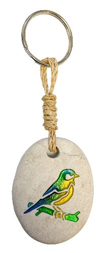 Engraved Stone Keyring - Blue tit