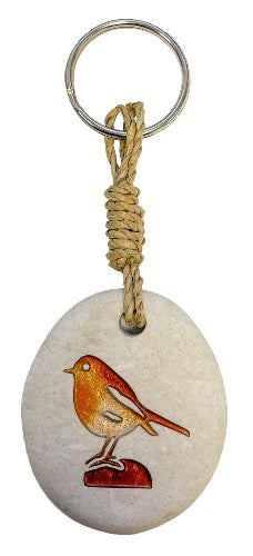 Engraved Stone Keyring - Robin