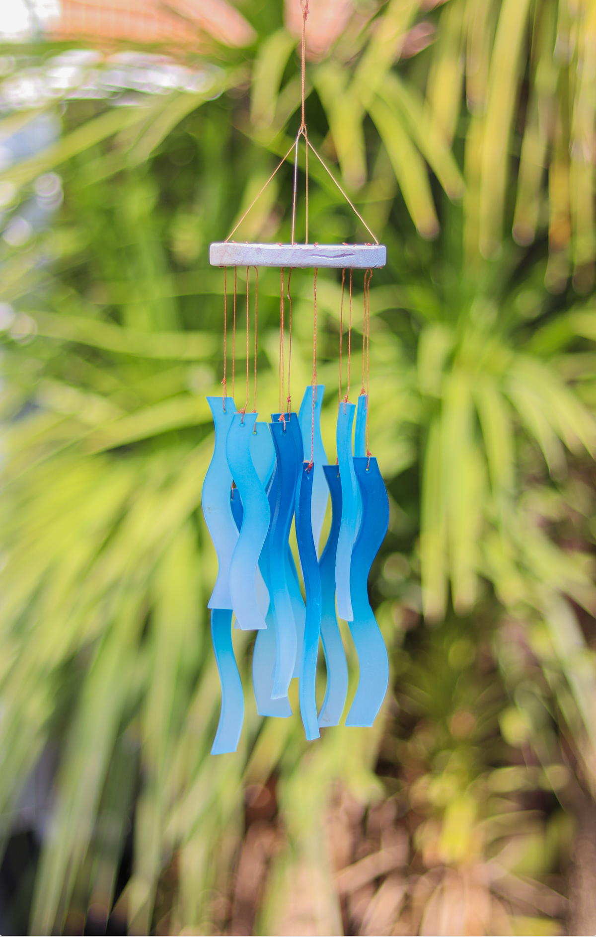 Glass Windchime 'Squiggles' - Blue