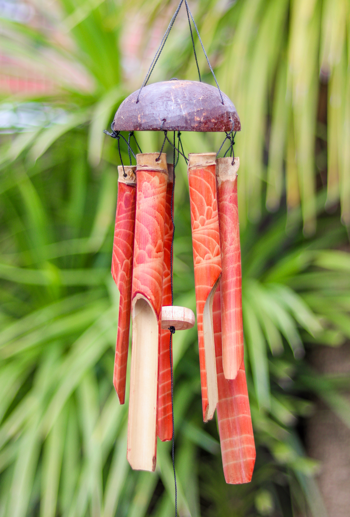 Red Bamboo and Coconut Shell Wind Chime