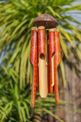 Red Bamboo and Coconut Shell Wind Chime