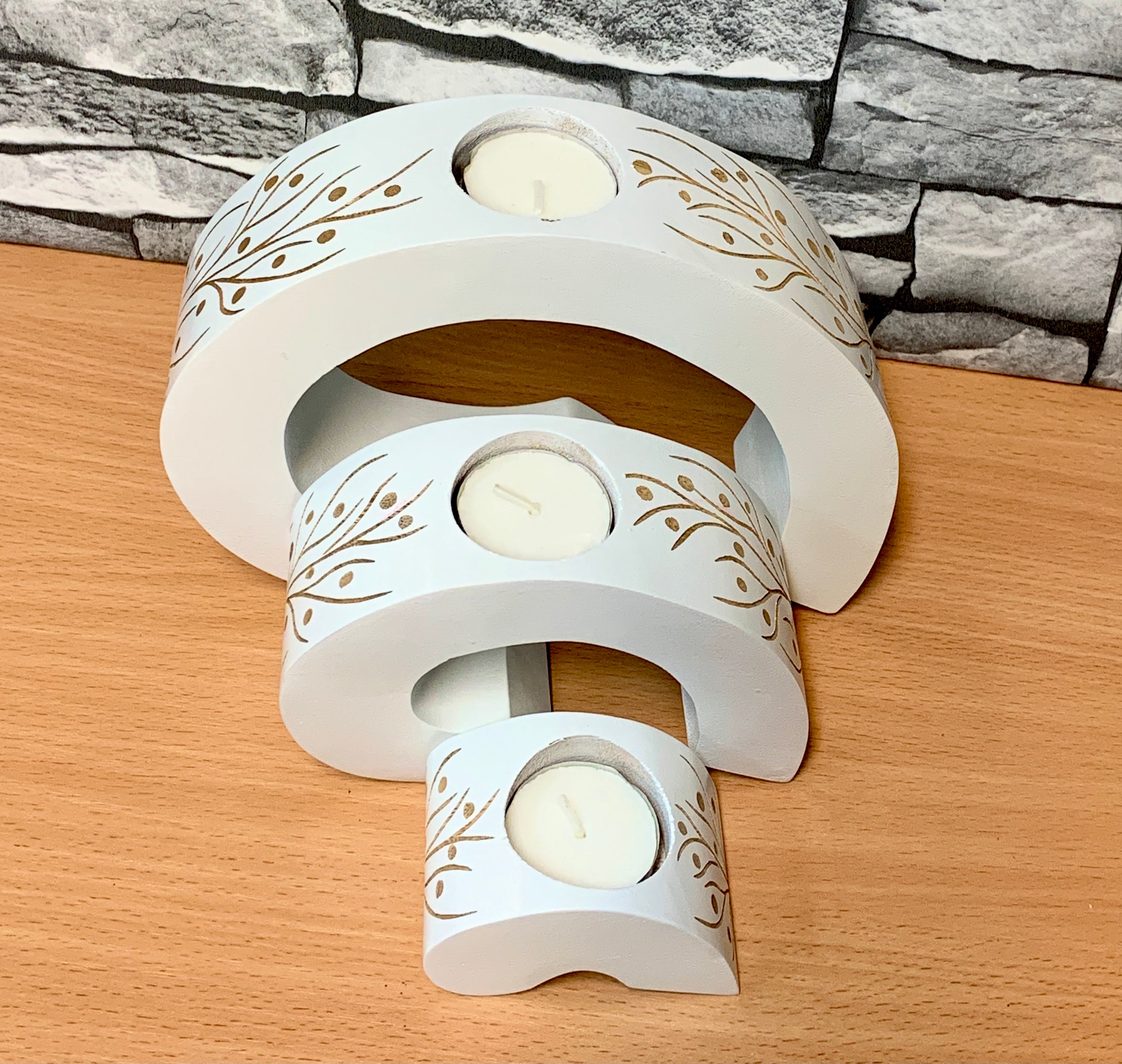 White Tea Light Holder - Set of 3