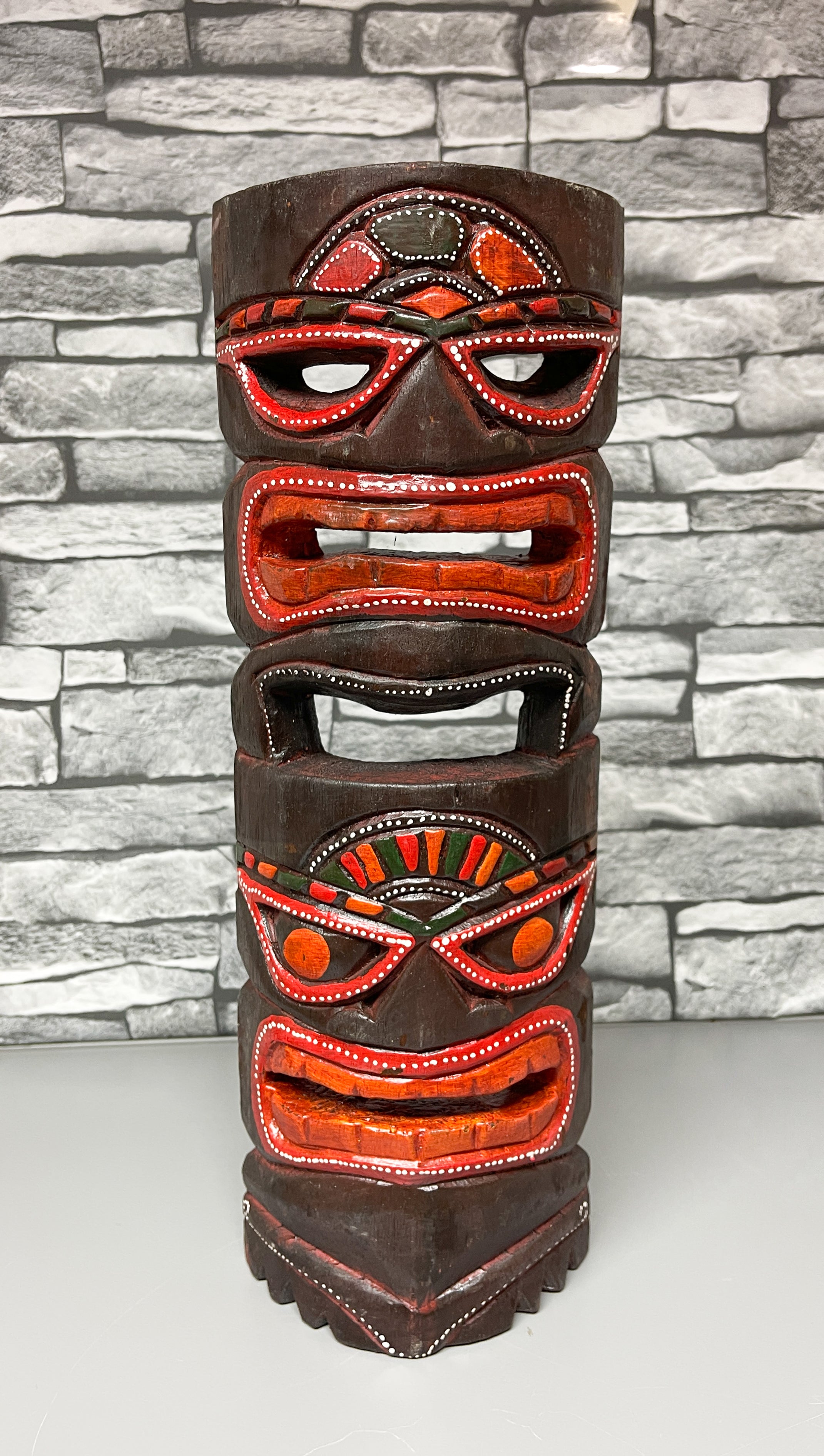 Natural/Red/Green Tiki Mask