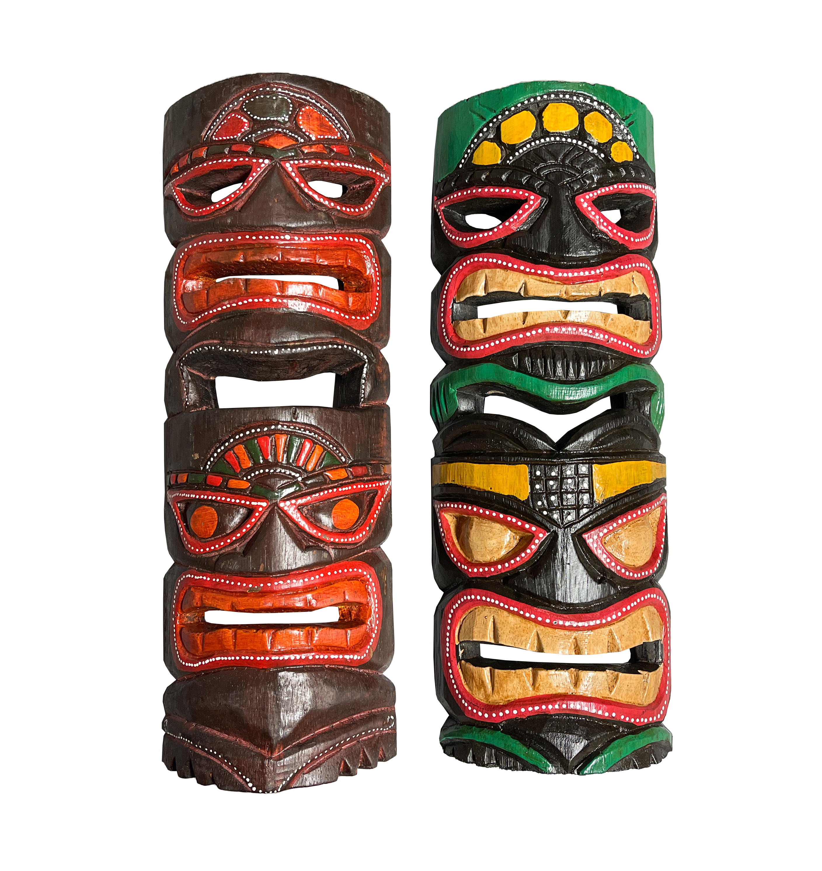 Natural/Red/Green Tiki Mask