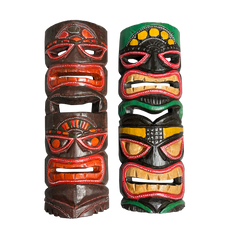 Natural/Red/Green Tiki Mask