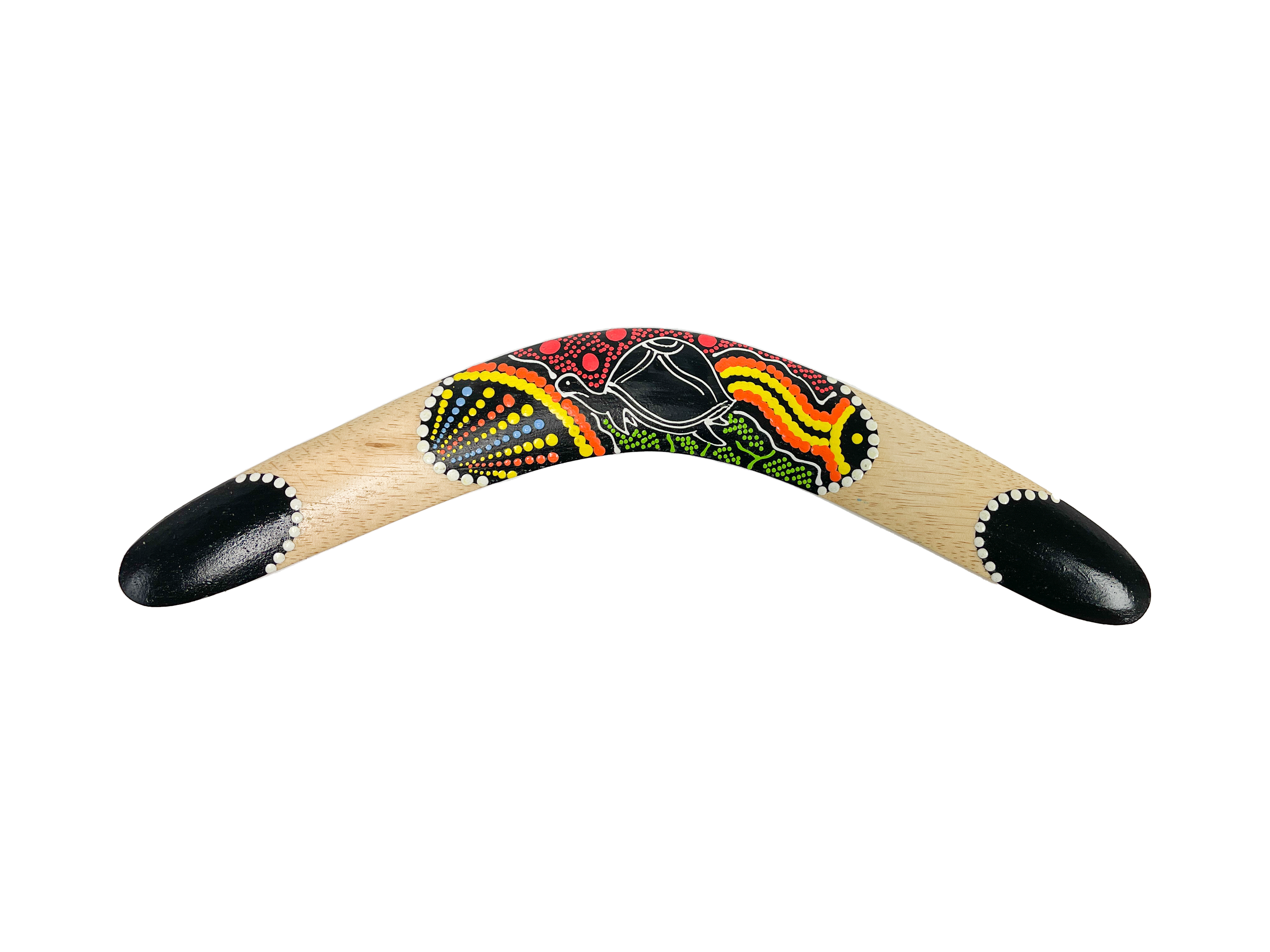 Wooden Boomerang - Dot-painted Animal Multicoloured - Two Sizes