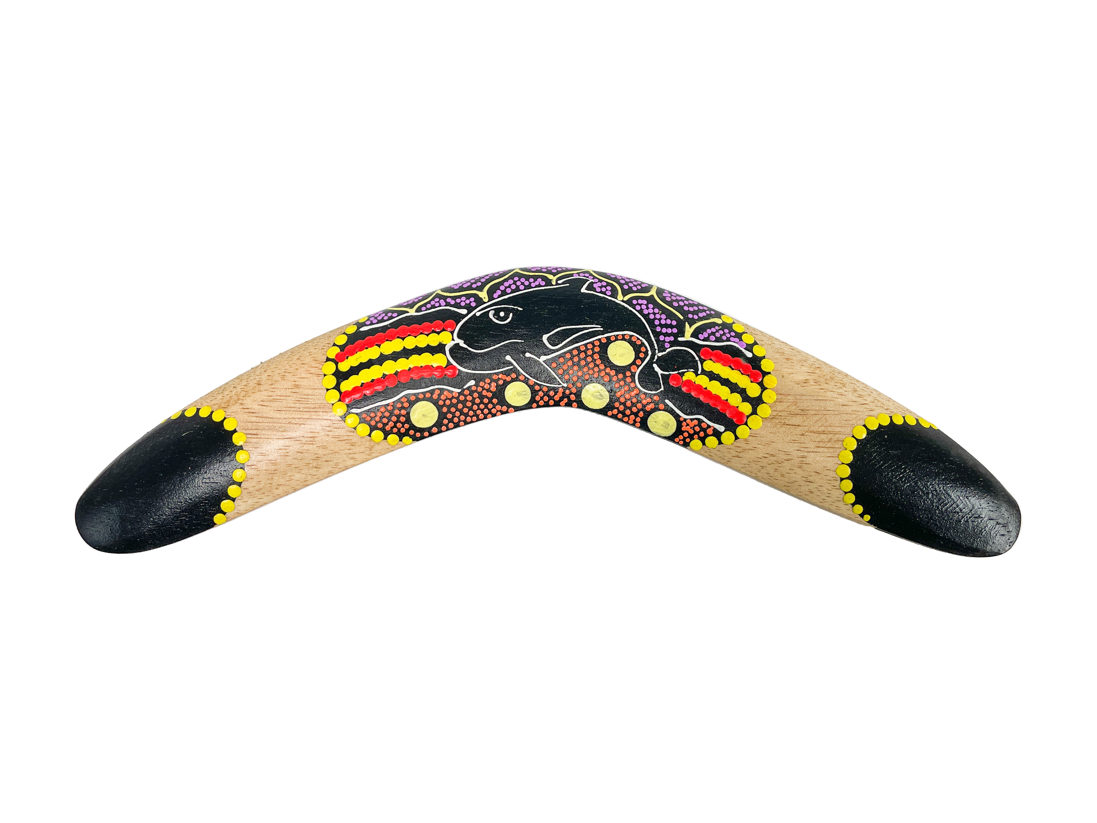 Wooden Boomerang - Dot-painted Animal Multicoloured - Two Sizes