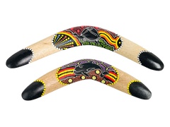 Wooden Boomerang - Dot-painted Animal Multicoloured - Two Sizes