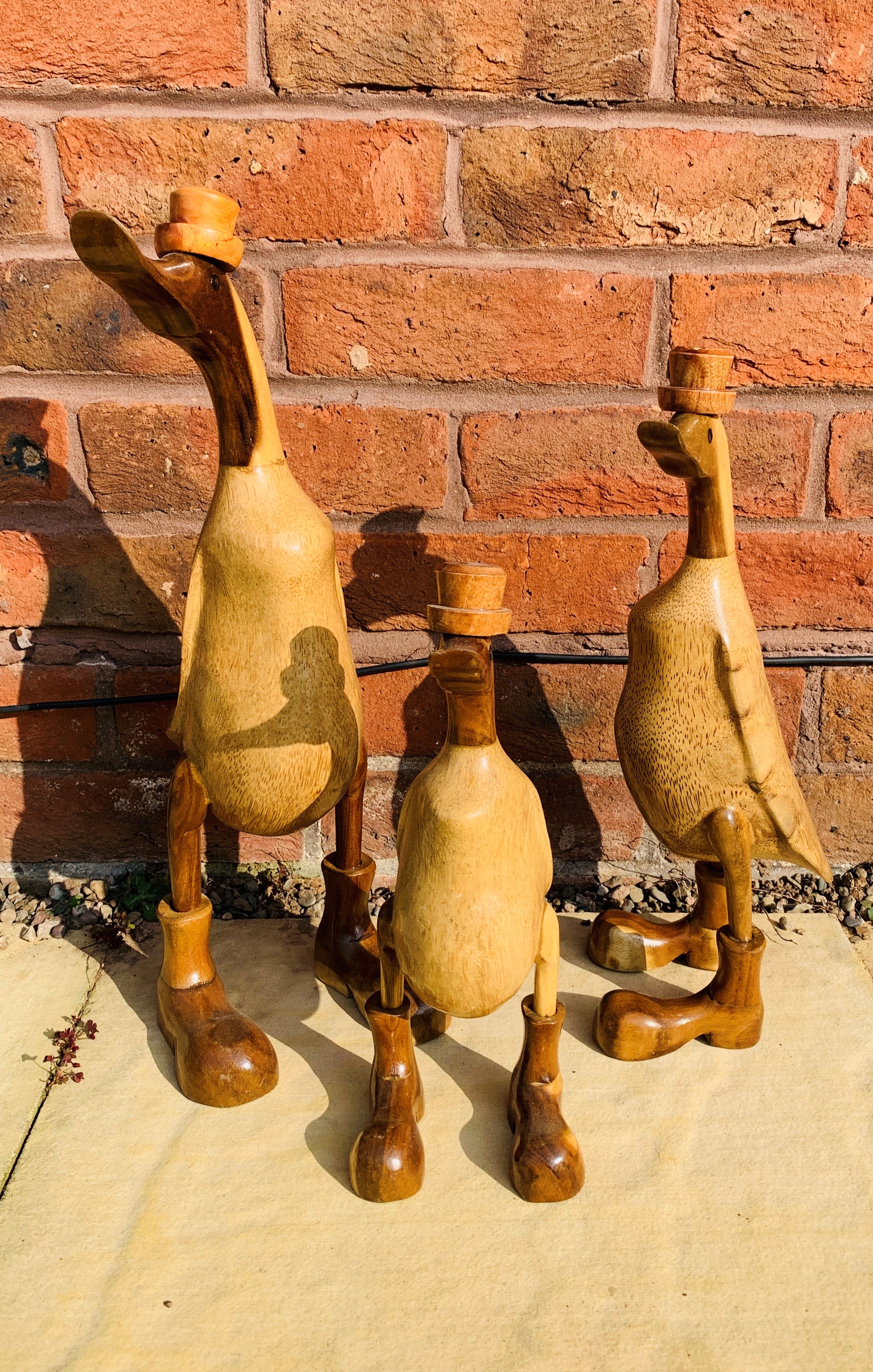 Bamboo Root Ducks with Boots and Hat - Various Sizes