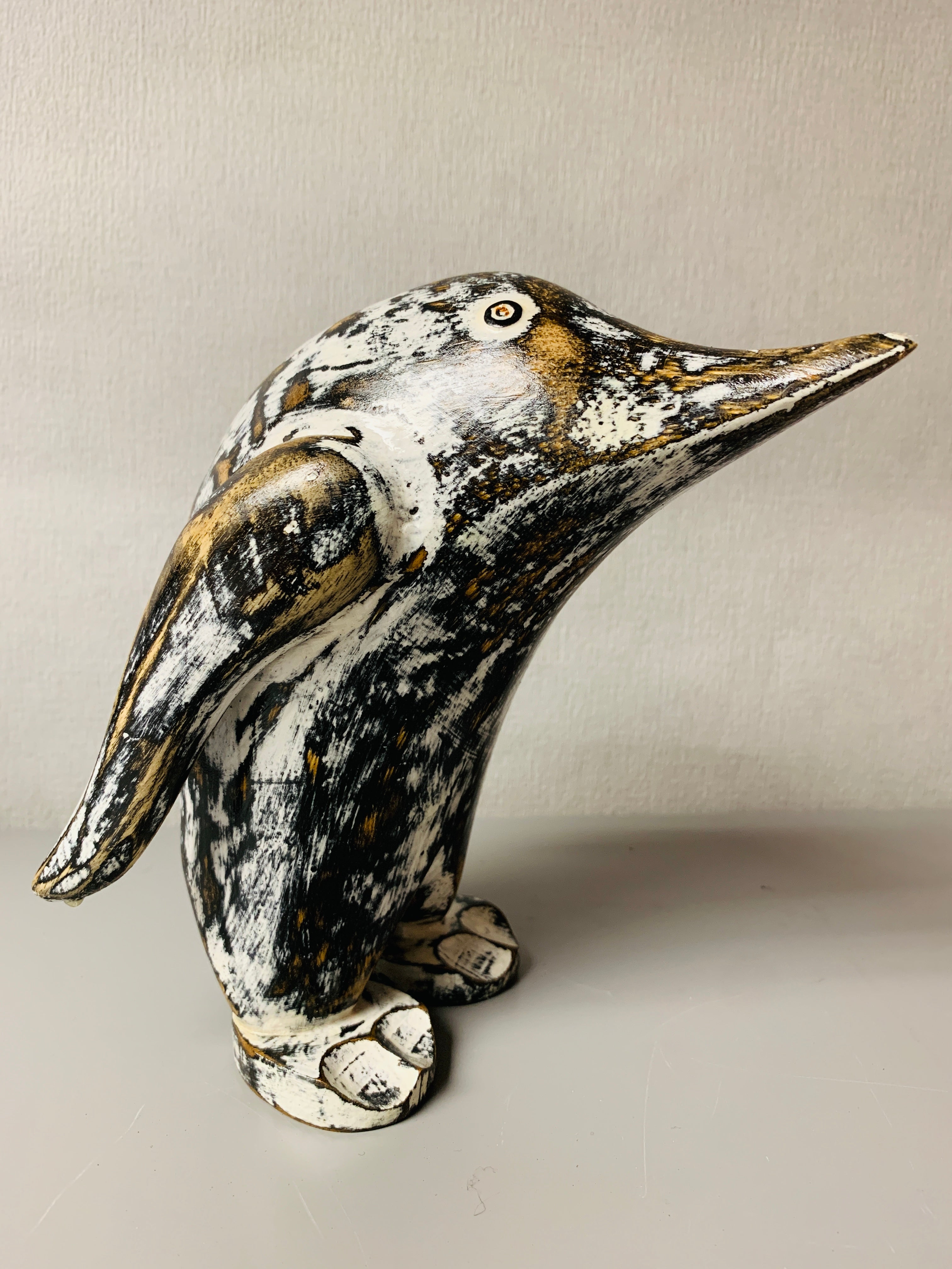 Wooden Carved Penguin Black