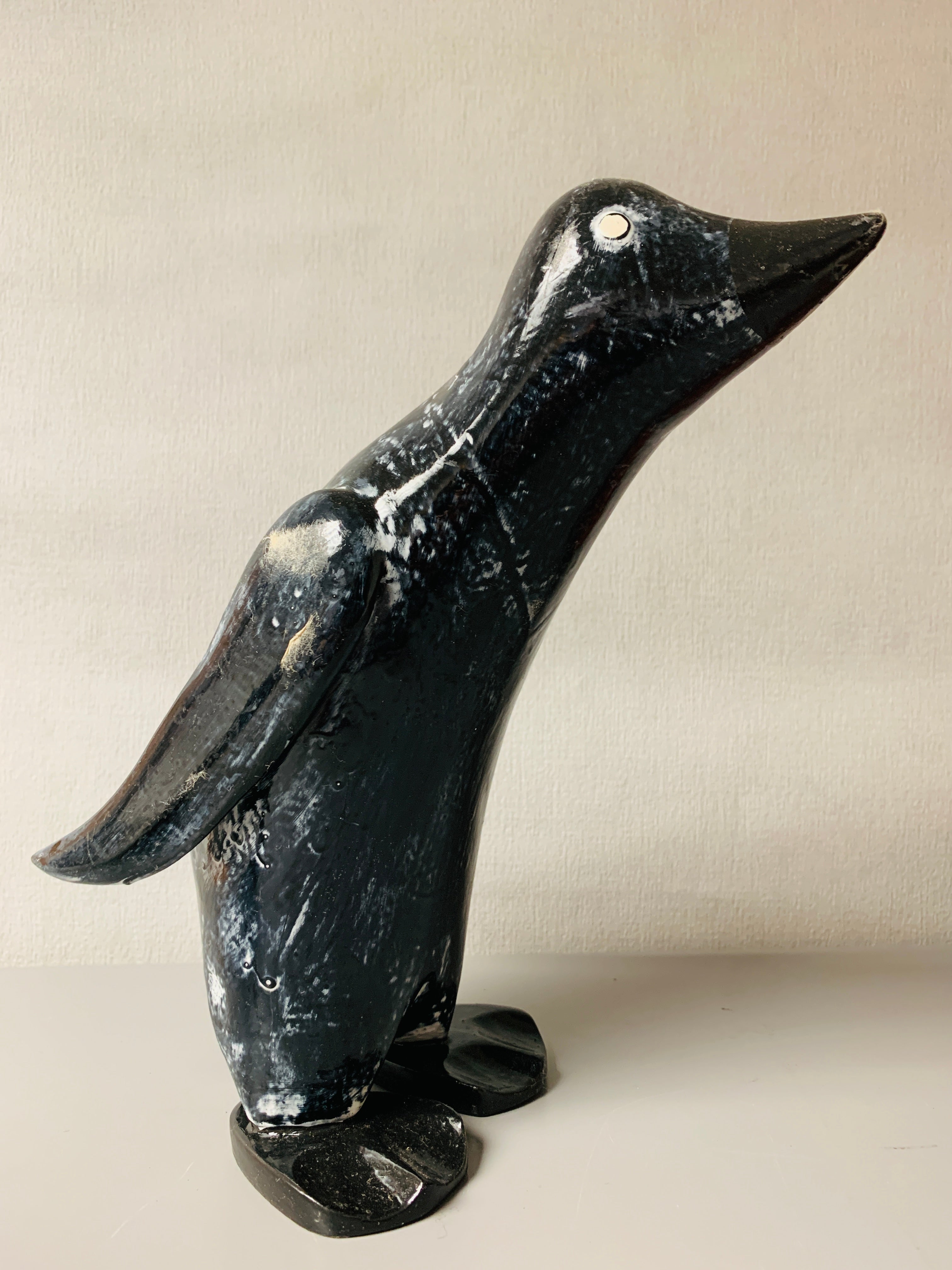 Wooden Carved Penguin Black