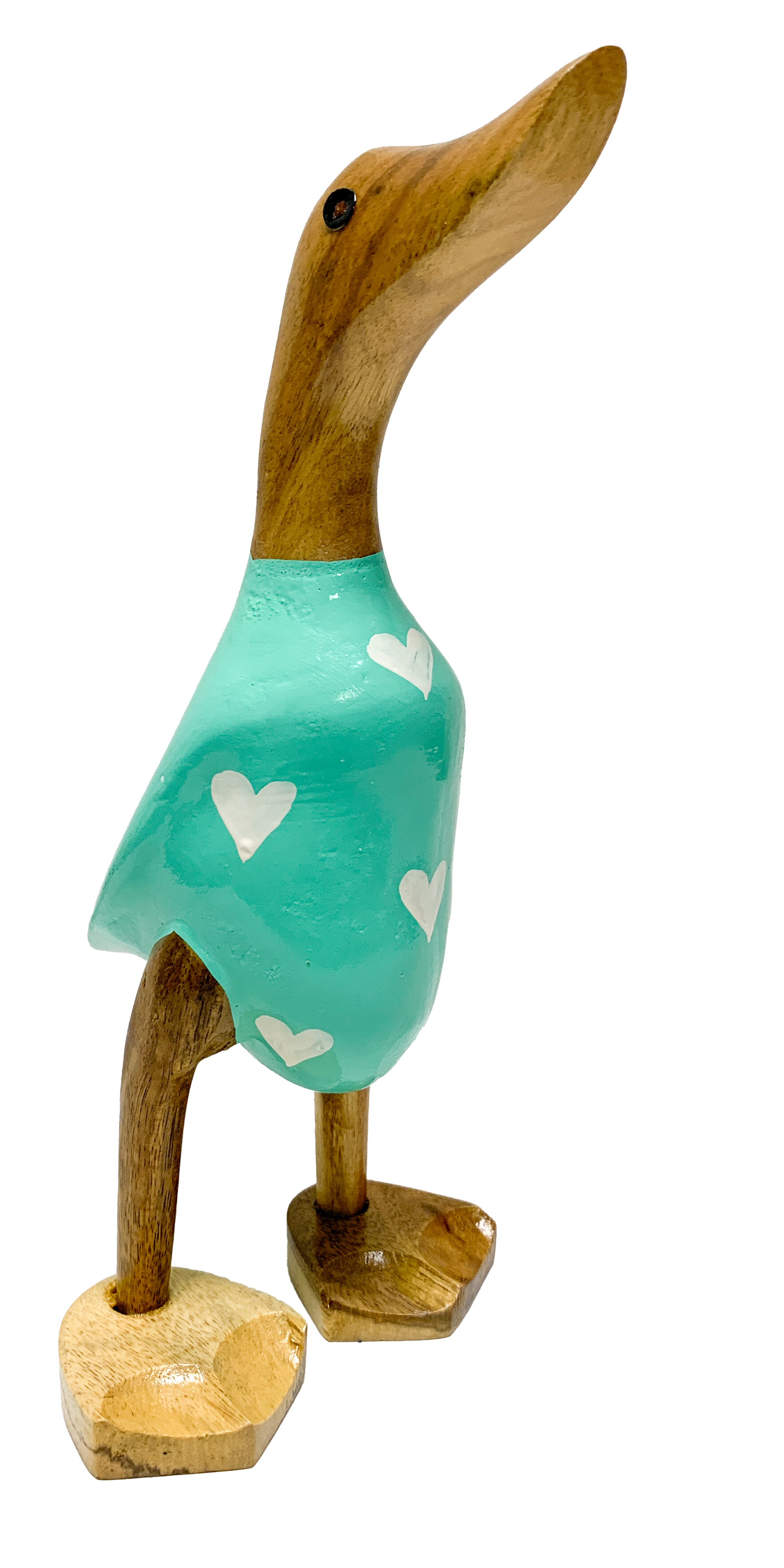 Bamboo Root Ducks Turquoise With Hearts - Various Sizes